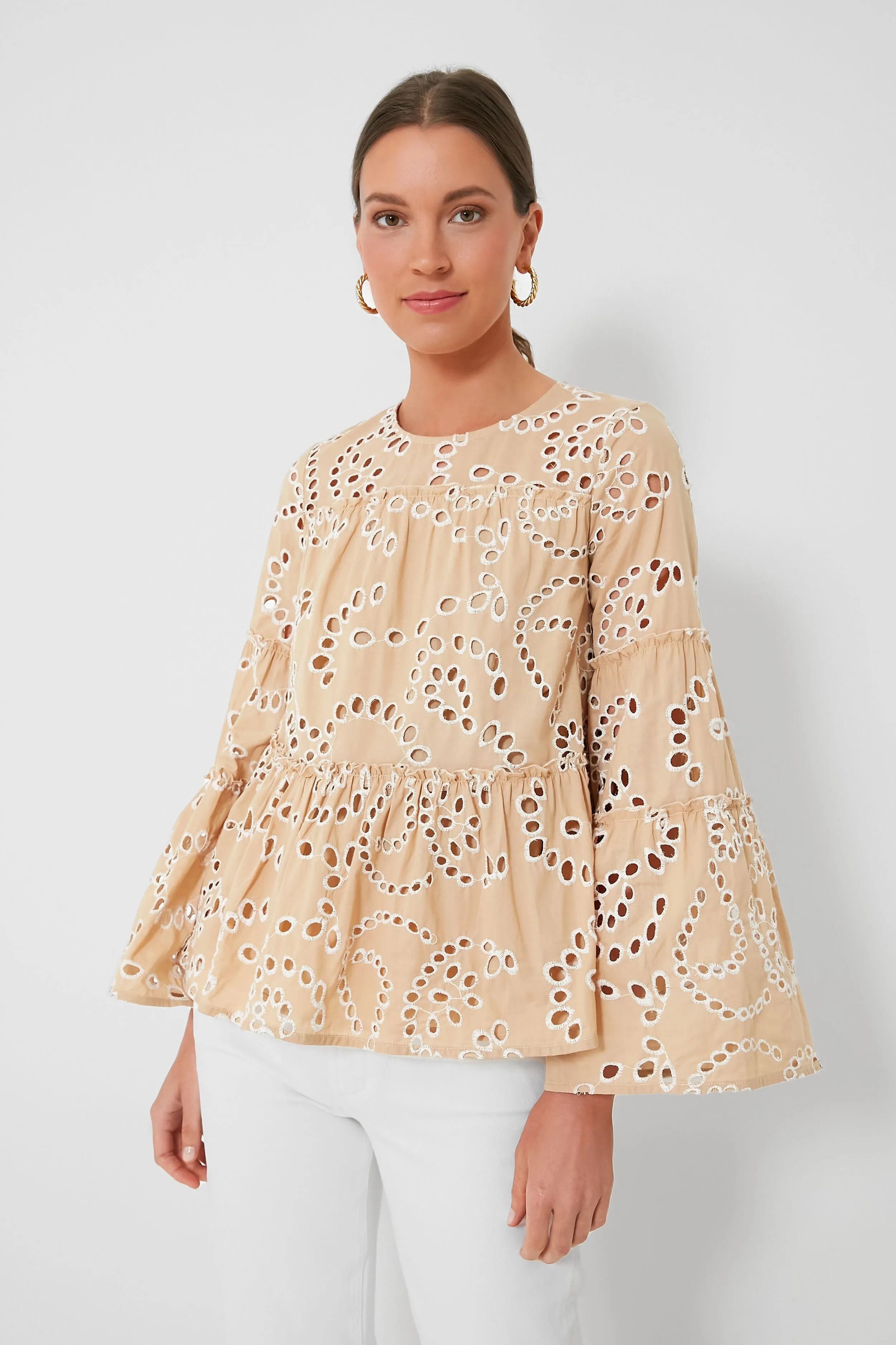 Tan Eyelet Eloise Blouse