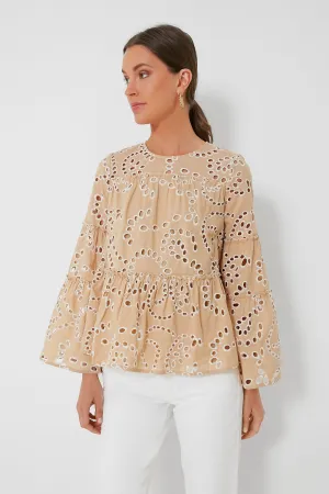 Tan Eyelet Eloise Blouse