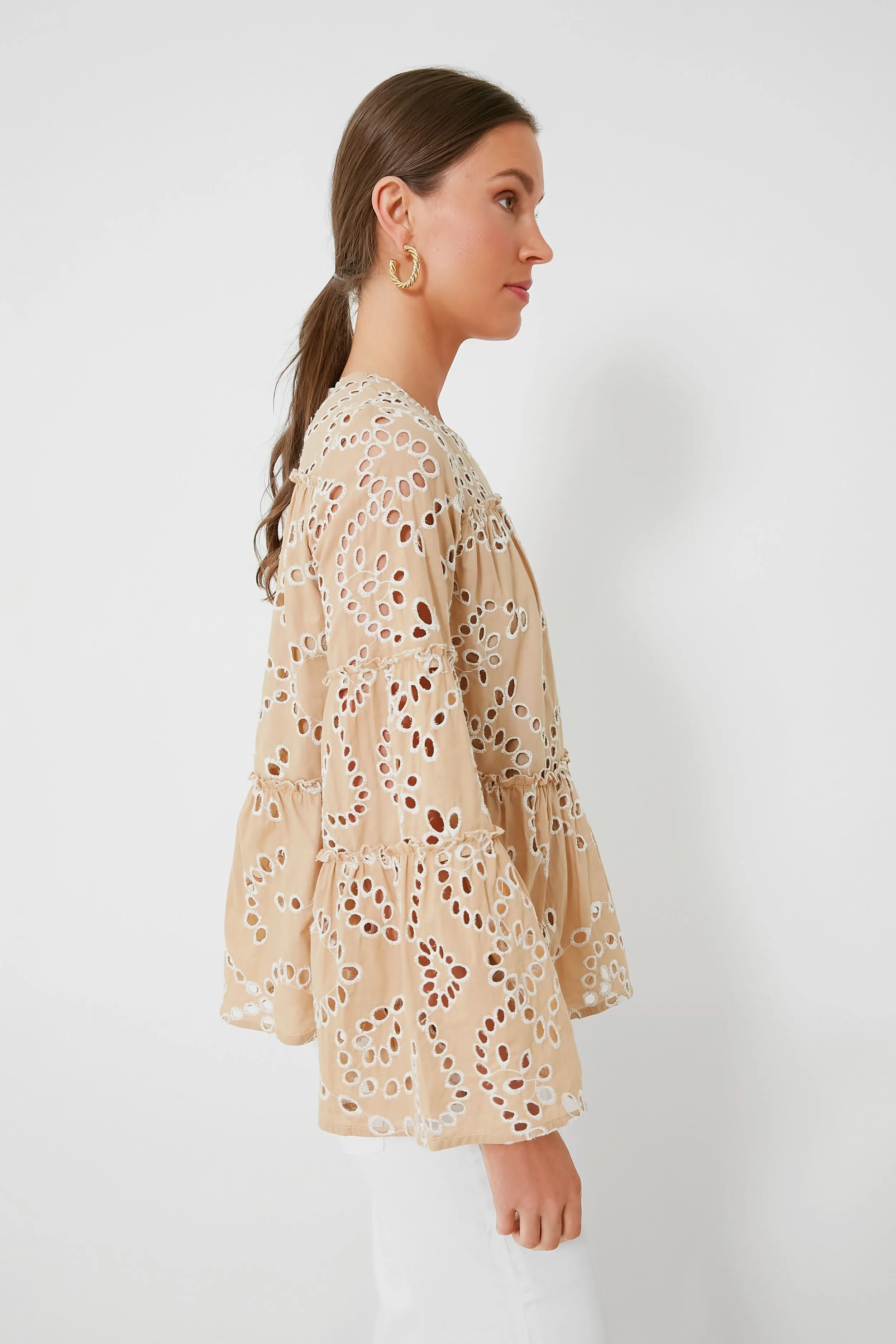 Tan Eyelet Eloise Blouse