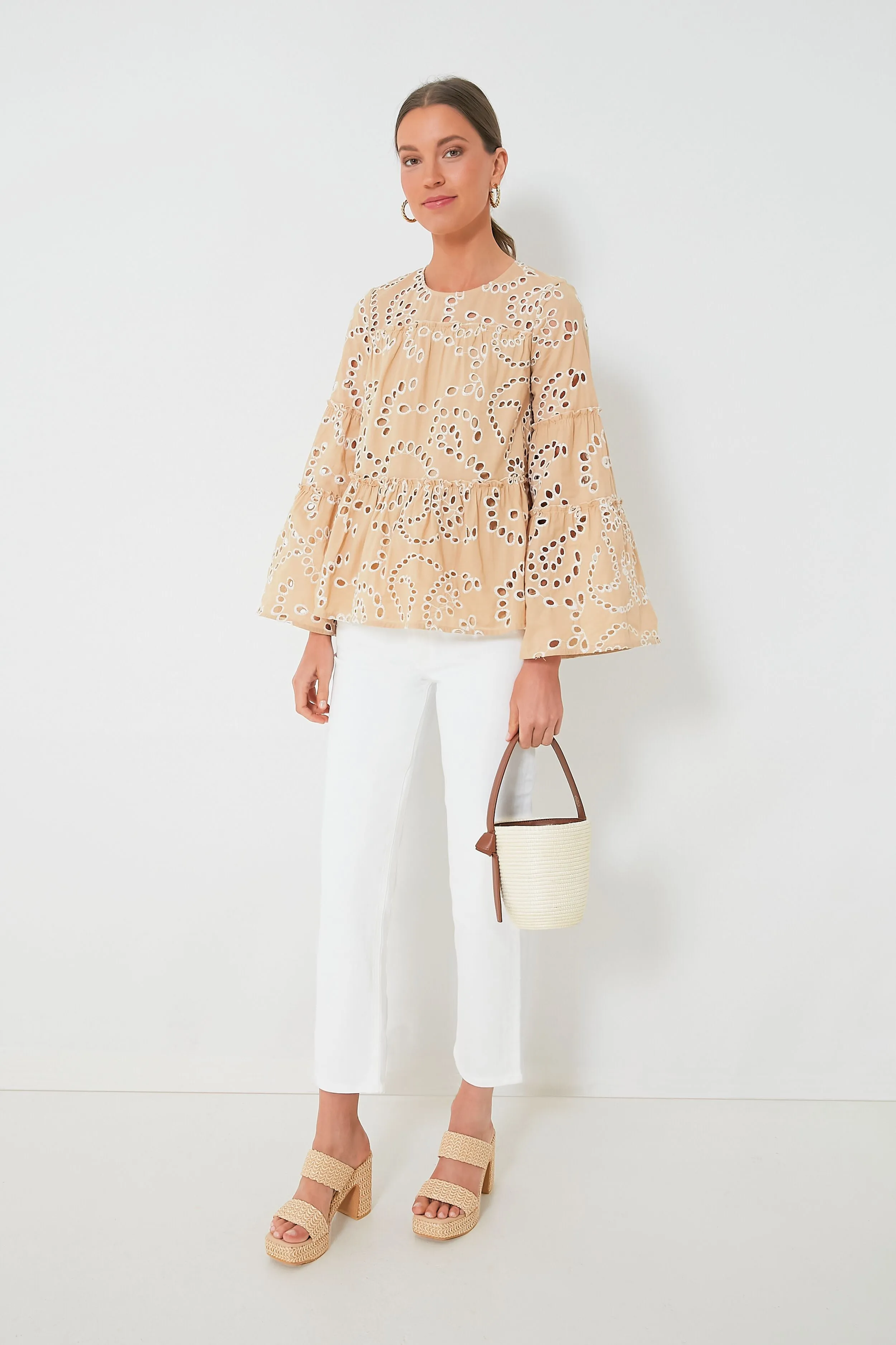 Tan Eyelet Eloise Blouse