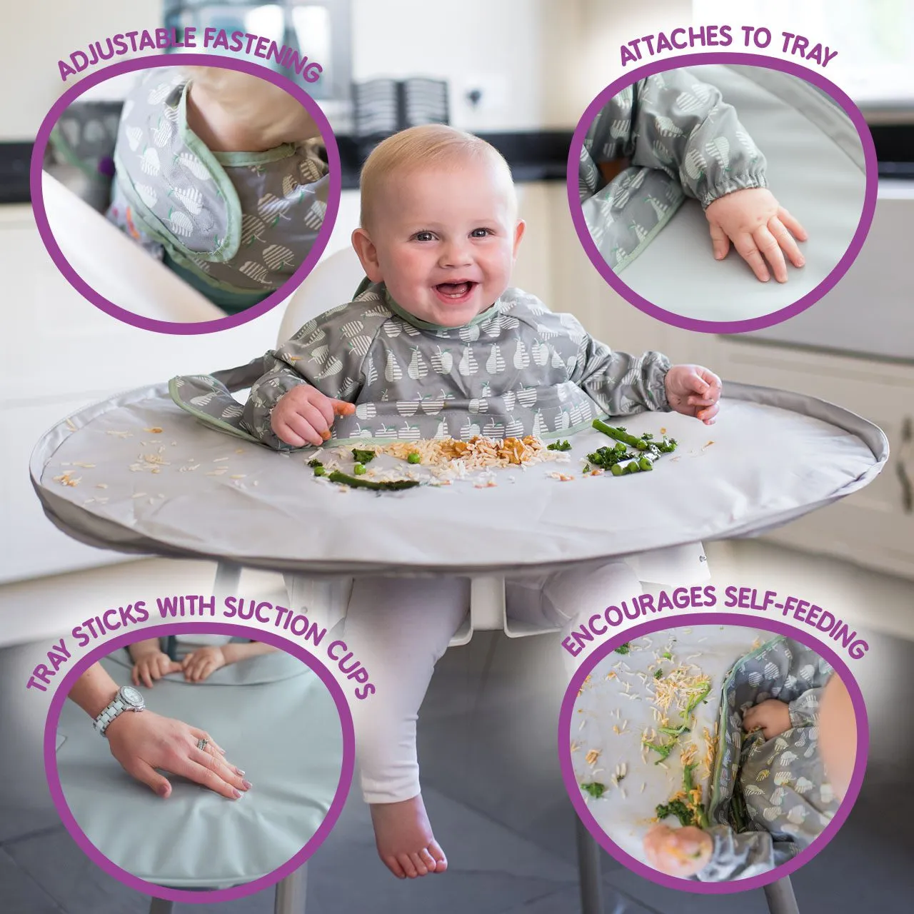 Tidy Tot Bib & Tray Kit - Dove Grey