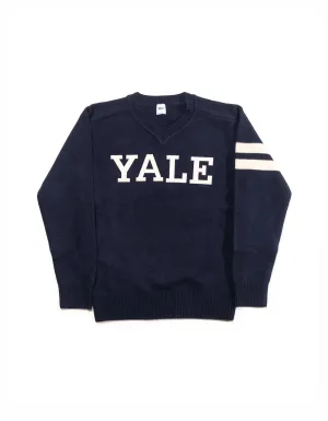 YALE WOOL V-NECK SWEATER - NAVY